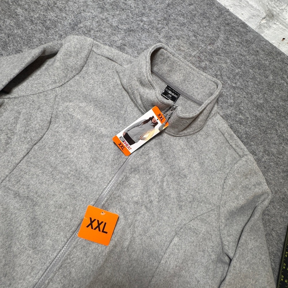 32 Degrees Heat Womens XXL Gray Fleece Full Zip Mock Neck Jacket NWT T 2312954